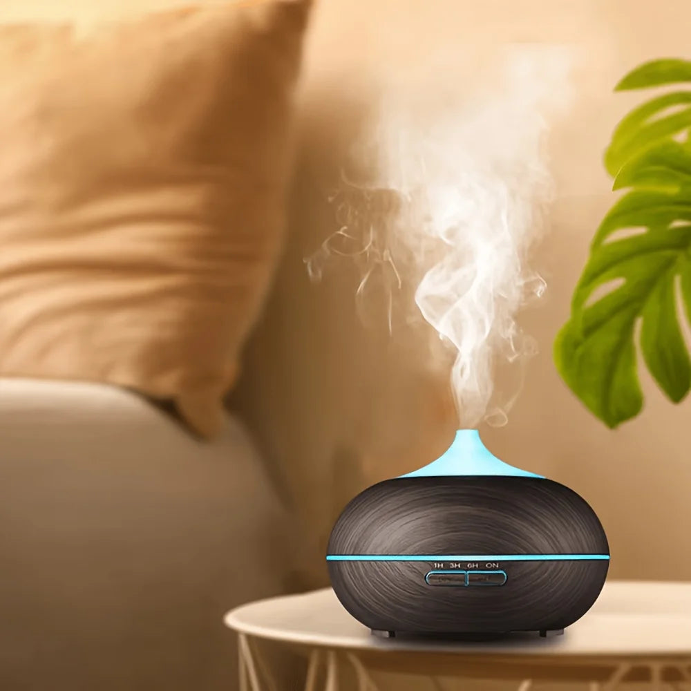 Ultrasonic Aromatherapy Diffuser With 6 Essential Oils 18.6oz Cool Mist Humidifier Auto Shut-Off Timer 7Color LED Light 110/220V