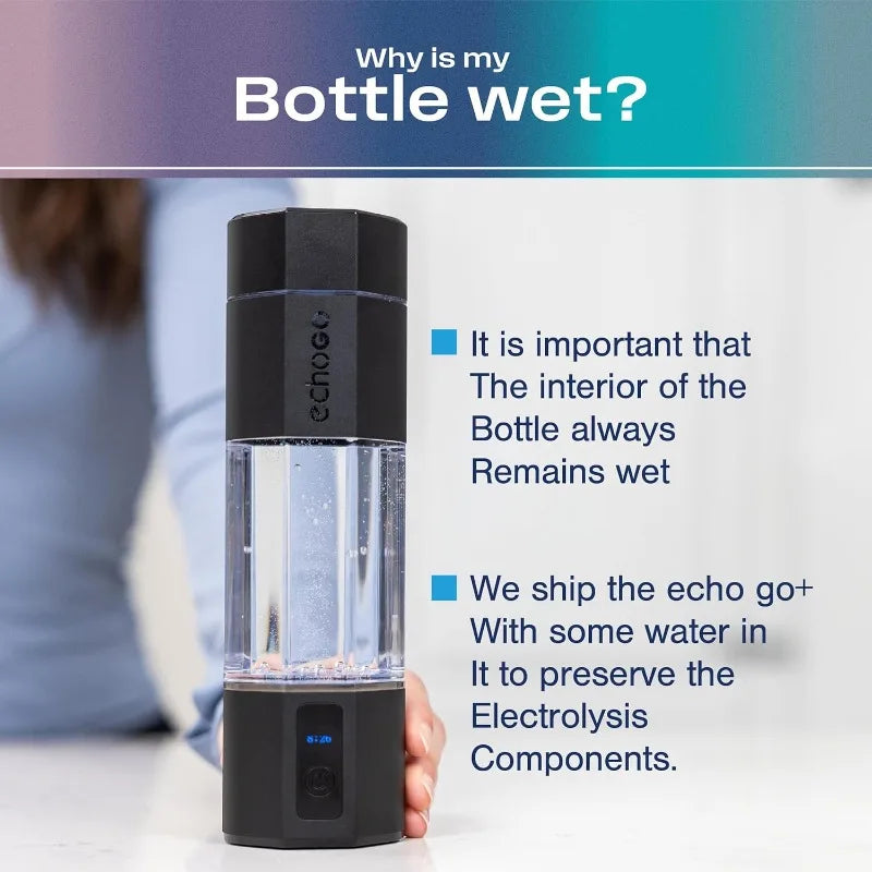 Go+ Hydrogen Water Bottle Hydrogen Infusion Technology Rechargeable Water Bottle SPE & PEM Purification - Active Hydration