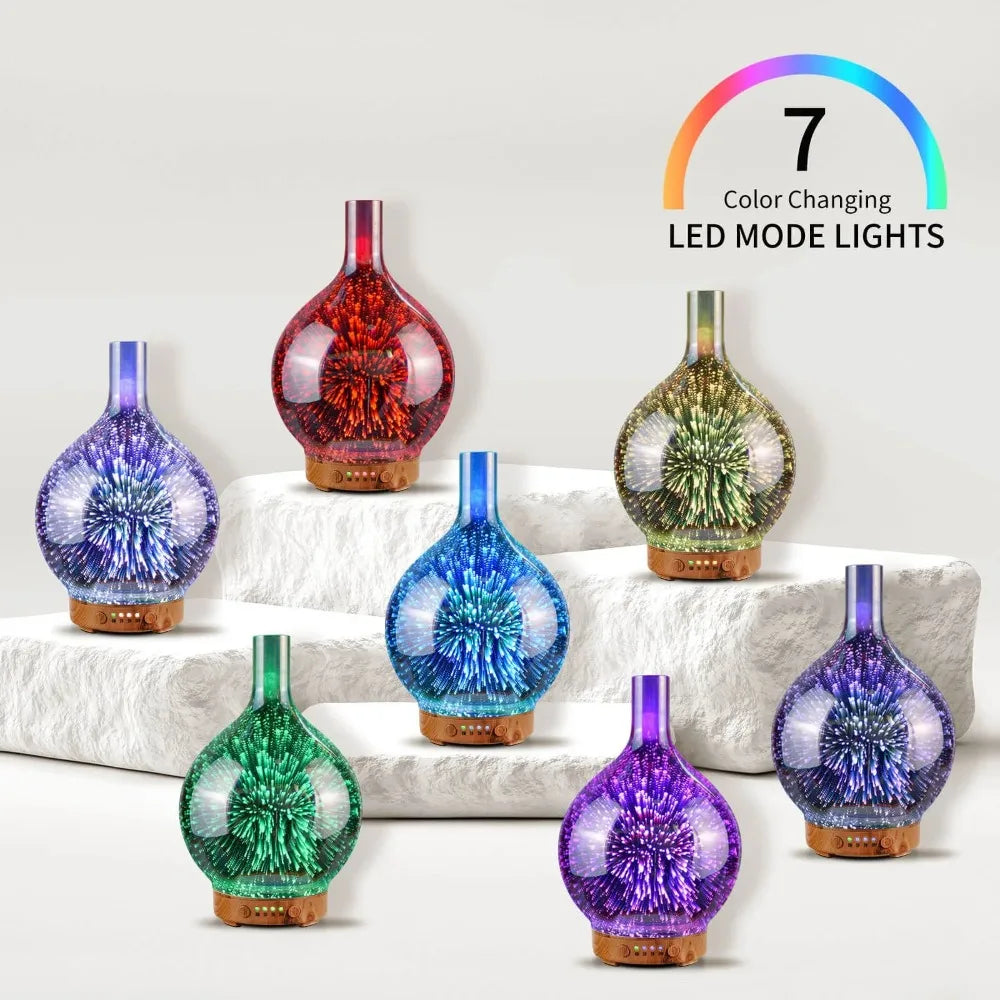 Porseme 100ml 3D Essential Oil Diffuser, Cool Mist Humidifier Ultrasonic Aromatherapy Diffuser,Last 4h,Auto Shut-Off,Air Refresh