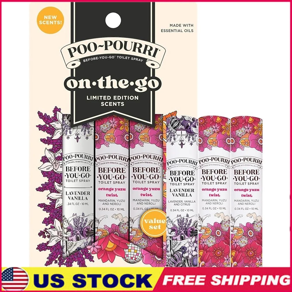 Travel Size Toilet Spray Set 30ml Bathroom Odor Eliminators Plant Based Essential Oils TSA Approved Freshness On-The-Go 3 Pack