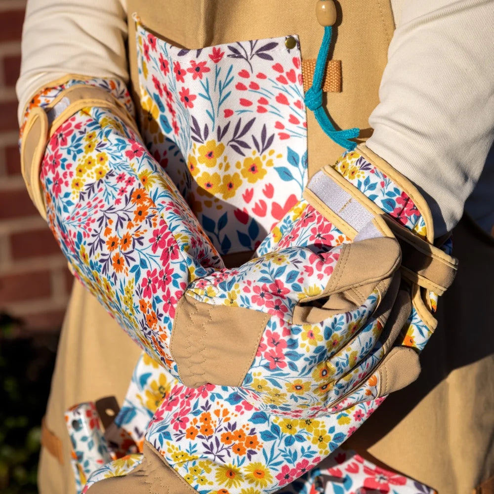 Floral Pattern Garden Gloves Durable Waterproof Breathable Gardening Gloves with Reinforced Palms Planting Weeding Pruning