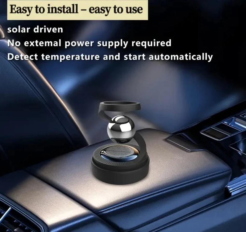 Solar Powered Car Aromatherapy Diffuser, Rotating Fragrance Dispenser for Long Lasting Scents, Compatible With Essential Oil Bal