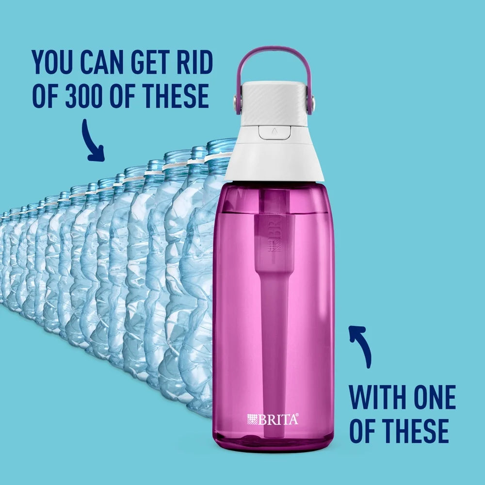 36 oz Filtered Water Bottle with Straw Leakproof Design Activated Carbon Filter Easy Sip Portable Hydration BPA Free Dishwasher