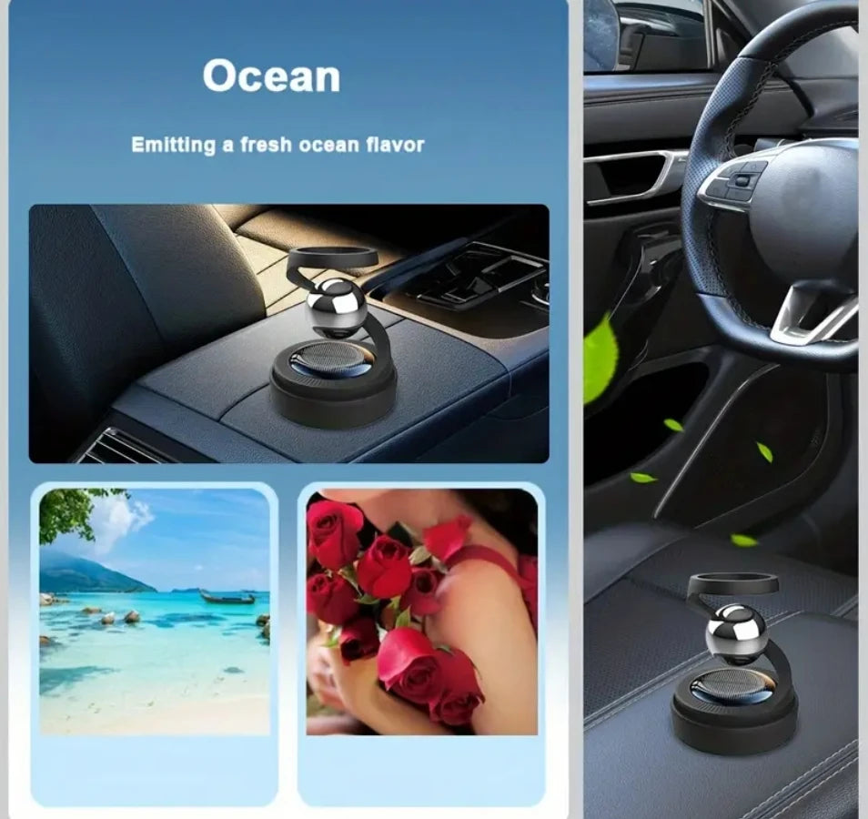 Solar Powered Car Aromatherapy Diffuser, Rotating Fragrance Dispenser for Long Lasting Scents, Compatible With Essential Oil Bal