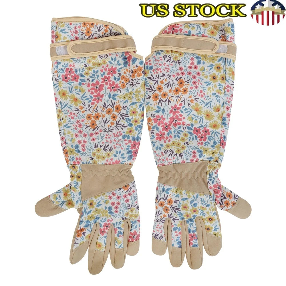 Floral Pattern Garden Gloves Durable Waterproof Breathable Gardening Gloves with Reinforced Palms Planting Weeding Pruning