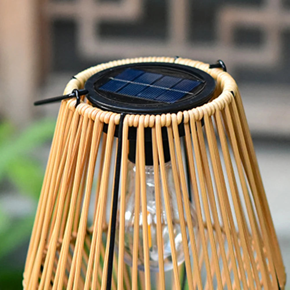 Rattan Solar Lantern IP65 Waterproof Hanging/Standing Solar Powered Decorative Light with Handle for Garden Patio Courtyard Lawn