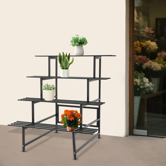 4 Tiers Metal Plant Stand Planter Display Shelf Garden Display Shelf 100x82x100cm For Use In Indoor And Outdoor